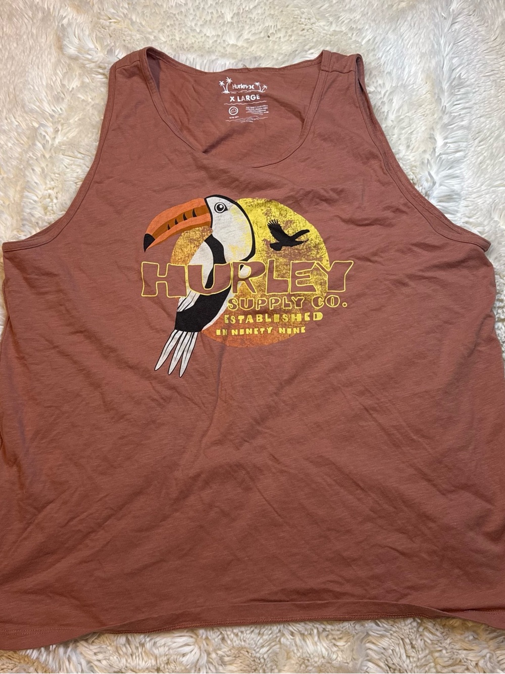 Hurley men’s size XL Rust Brown Logo Scoop Tank